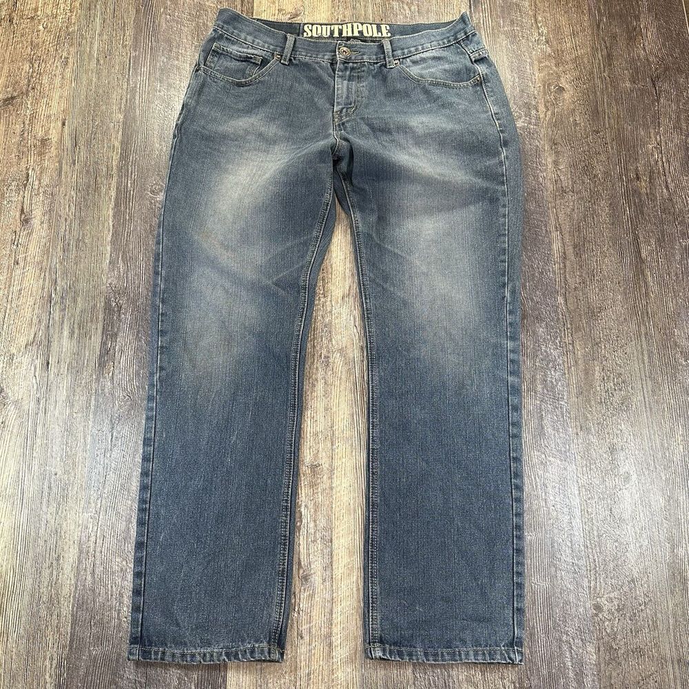 Southpole Original Collection Straight Leg Jeans Mens Size 38x32 Medium Denim